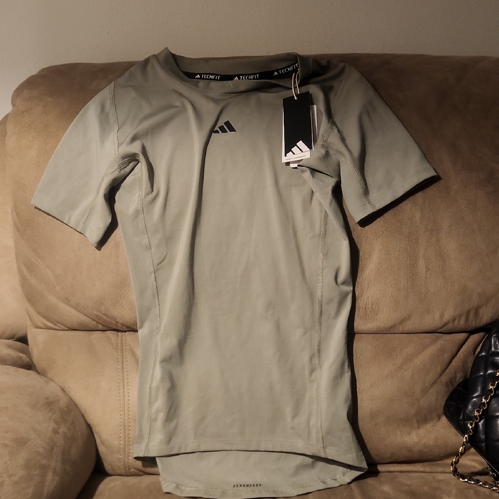Adidas Men's Tech Fit Gray Performance Shirt
